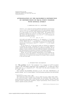 APPROXIMATION OF THE EQUILIBRIUM DISTRIBUTION BY