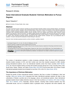Asian International Graduate Students` Extrinsic Motivation to
