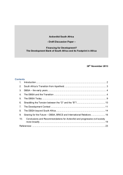 The Development Bank of South Africa and its Footprint in Africa