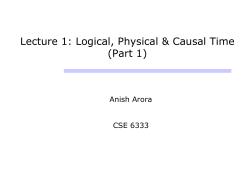 Lecture 1: Logical and Physical Time with some Applications (Part 1)
