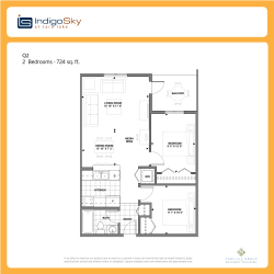 Q2 2 Bedrooms - 724 sq. ft.