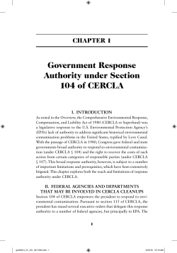 Government response authority under Section 104 of CerCLa