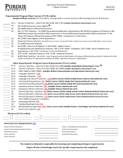Operations Research Mathematics College of Science MATH‐BS