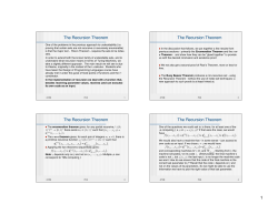 The Recursion Theorem The Recursion Theorem The Recursion