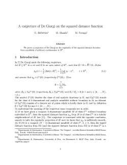 A conjecture of De Giorgi on the squared distance function G