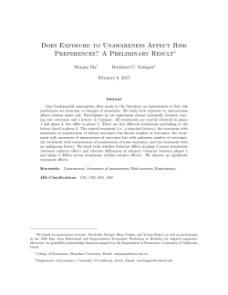 Does Exposure to Unawareness Affect Risk Preferences? - uc