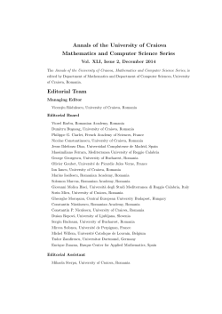 Annals of the University of Craiova Mathematics and Computer