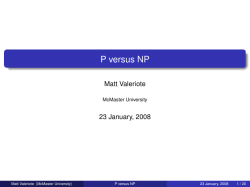 P versus NP - Math @ McMaster University