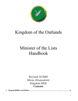 Minister of the List Officer`s Handbook