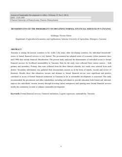 determinants of the probability of obtaining formal financial services