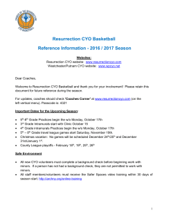 CYO Reference Guide - Resurrection CYO Basketball