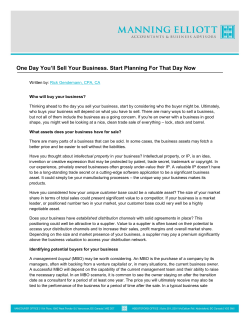 Succession Planning - One Day You`ll Sell Your Business. Start