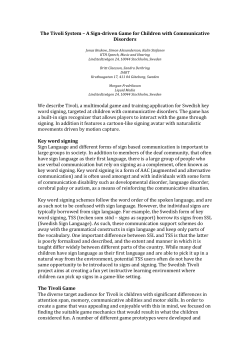 The Tivoli System &ndash; A Sign-‐driven Game for Children with