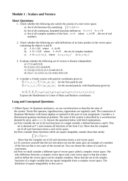 Module 1 : Scalars and Vectors