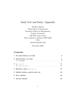 Sunk Cost and Entry: Appendix - Krannert School of Management