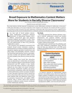 Broad Exposure to Mathematics Content Matters More for Students