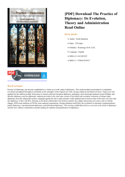 The Practice of Diplomacy: Its Evolution, Theory