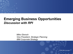 Emerging Business Opportunities Discussion with RPI Mike Giersch