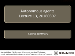 Autonomous agents Lecture 13, 20160307