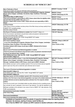 SCHEDULE OF NIMCET 2017