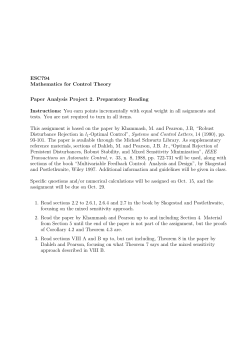 ESC794 Mathematics for Control Theory Paper Analysis Project 2