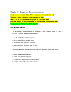 Chapter 04 &ndash; Supply and Demand Assessment Create an answer