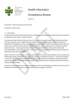 Competency Review - Australian Health Informatics Education