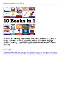 Memory, Speed Read, Note Taking, Essay Writing, How to Study