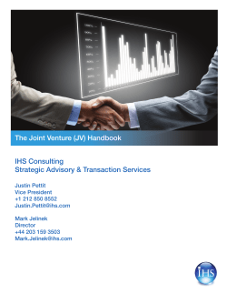 The Joint Venture (JV) Handbook IHS Consulting Strategic Advisory