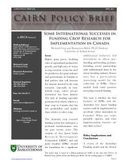 CAIRN Policy Brief - University of Saskatchewan