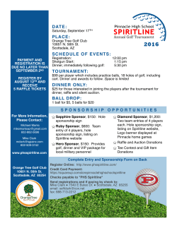 DATE: PLACE: SCHEDULE OF EVENTS: TOURNAMENT: DINNER