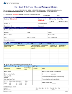 Fax | Email Order Form * Records Management Orders