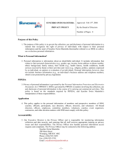 Privacy Policy - Synchro Swim Manitoba