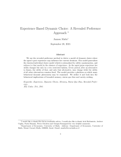 Experience Based Dynamic Choice: A Revealed Preference Approach