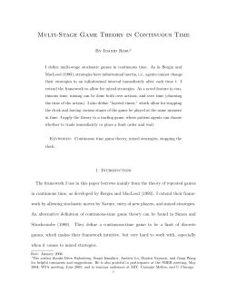 Multi-Stage Game Theory in Continuous Time