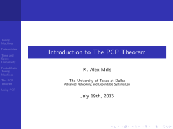Introduction to The PCP Theorem - The University of Texas at Dallas