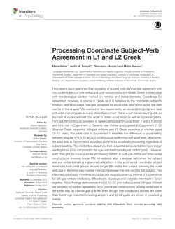 Processing Coordinate Subject-Verb Agreement in L1 and L2 Greek