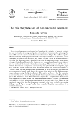 The misinterpretation of noncanonical sentences. Cognitive
