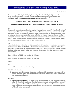 Interleague Girls Softball Playing Rules 2017