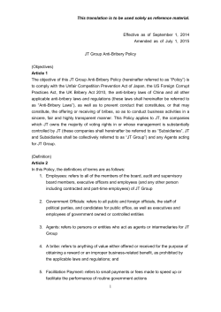 JT Group Anti-Bribery Policy