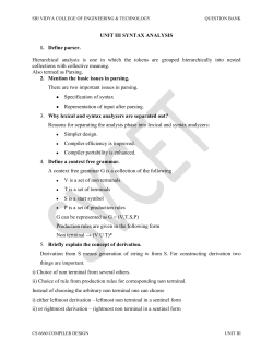 UNIT III SYNTAX ANALYSIS 1. Define parser. Hierarchical analysis