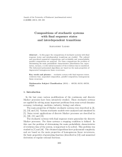 Compositions of stochastic systems with final sequence states and