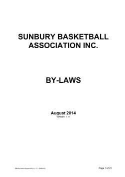 SUNBURY BASKETBALL ASSOCIATION INC. BY-LAWS