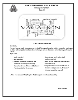 ASHOK MEMORIAL PUBLIC SCHOOL Holiday Home Work Class