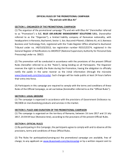 OFFICIAL RULES OF THE PROMOTIONAL CAMPAIGN "Fly and win