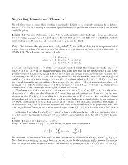 Supporting Lemmas and Theorems