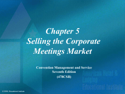 Competencies for Selling the Corporate Meetings Market