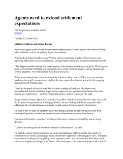 Agents need to extend settlement expectations