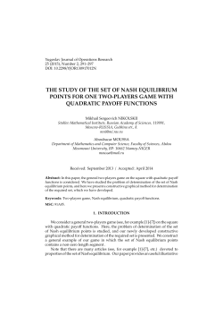the study of the set of nash equilibrium points for one two