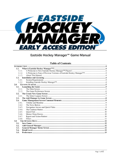 Eastside Hockey Manager&trade; Game Manual